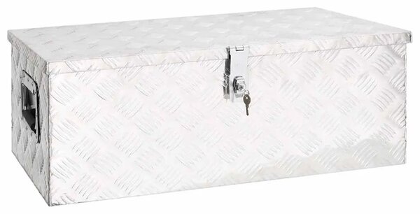 Kutija za pohranu srebrna 80 x 39 x 30 cm aluminijska - Srebrno 80 x 39 x 30 cm 1 1