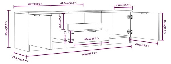 TV ormarić Sonoma hrast 140x35x40 cm Konstruirano drvo - sonoma hrast 1 Sonoma hrast