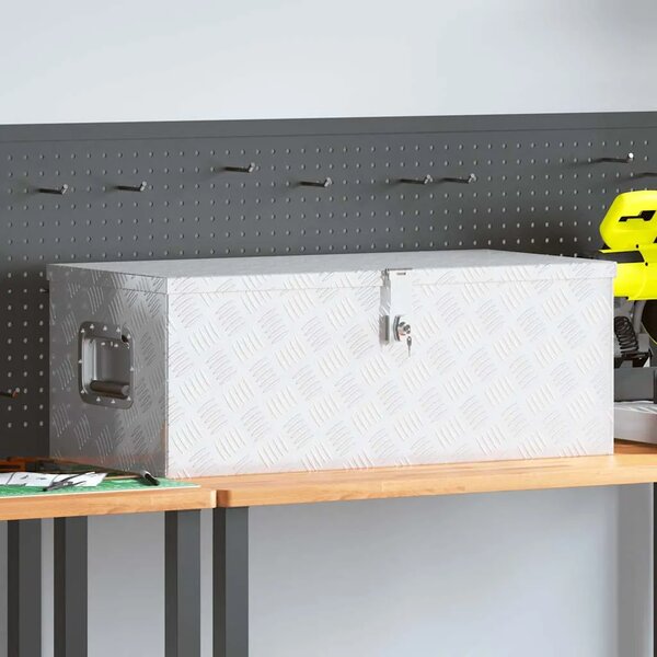 Kutija za pohranu srebrna 80 x 39 x 30 cm aluminijska - Srebrno 80 x 39 x 30 cm 1 1