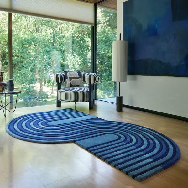 Tamno plavi ručno rađen vunen tepih 120x180 cm Conway Retro – Flair Rugs