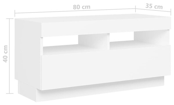 TV ormarić s LED svjetlima bijeli 180 x 35 x 40 cm - Bijela 1 Bijela