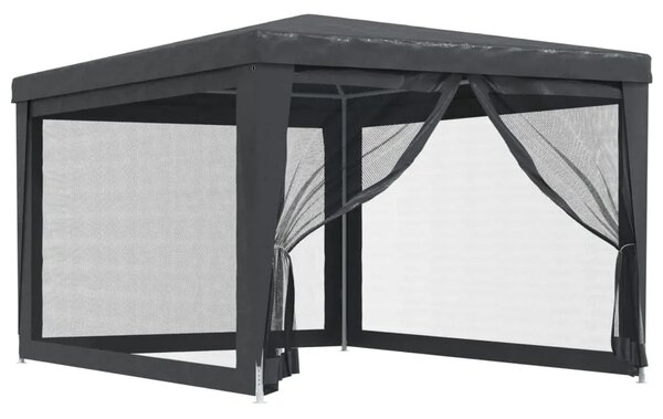 Šator za svadbe - šator za zabave s 4 mrežasta bočna zida antracit 3 x 4 m HDPE - Antracit 3 x 4 m 1 s 4 bočna zida