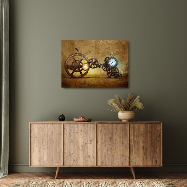 Staklena slika povijesnih satnih mehanizama (70x50 cm)