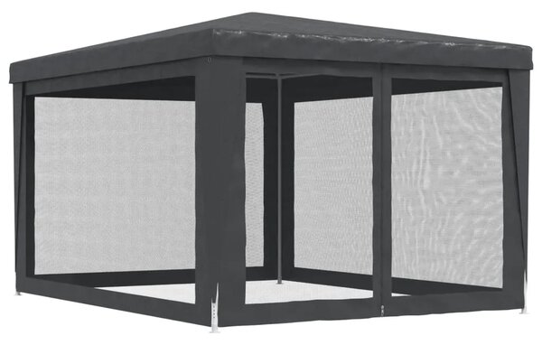 Šator za svadbe - šator za zabave s 4 mrežasta bočna zida antracit 3 x 4 m HDPE - Antracit 3 x 4 m 1 s 4 bočna zida