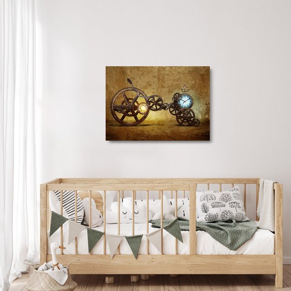 Staklena slika povijesnih satnih mehanizama (70x50 cm)