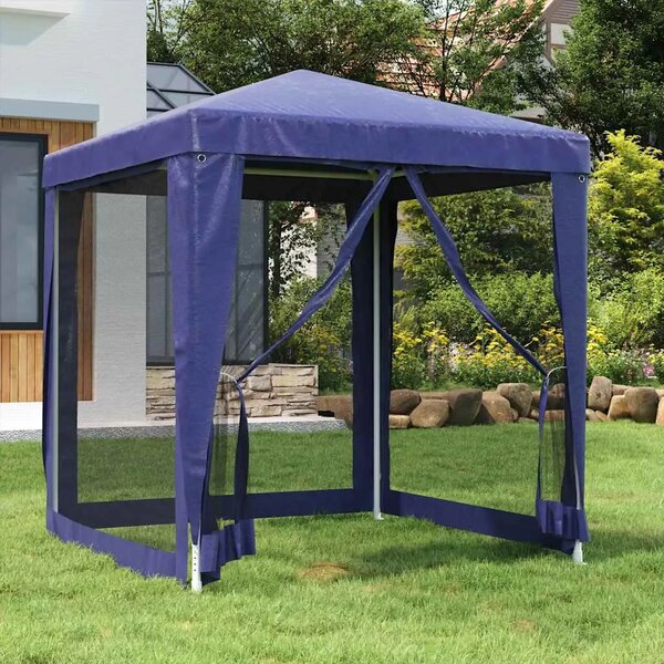 Šator za svadbe - šator za zabave s 4 mrežasta bočna zida plavi 2 x 2 m HDPE - Plava 2 x 2 m 1 s 4 bočna zida
