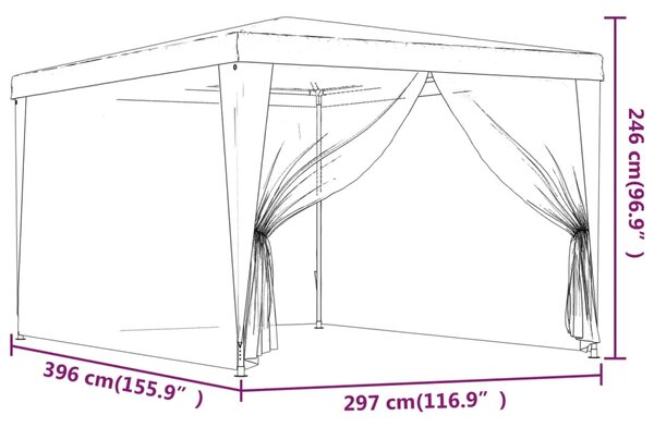 Šator za svadbe - šator za zabave s 4 mrežasta bočna zida antracit 3 x 4 m HDPE - Antracit 3 x 4 m 1 s 4 bočna zida