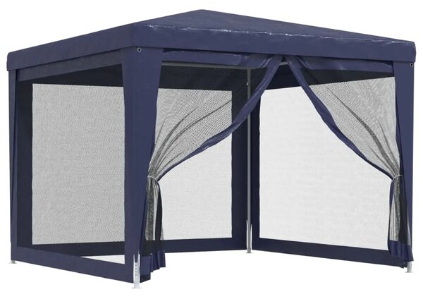 Šator za svadbe - šator za zabave s 4 mrežasta bočna zida plavi 3 x 3 m HDPE - Plava 3 x 3 m 1 s 4 bočna zida