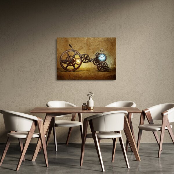 Staklena slika povijesnih satnih mehanizama (70x50 cm)