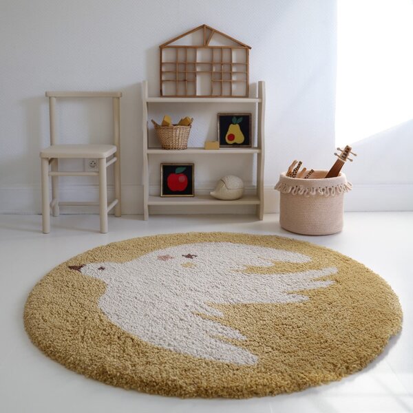 Oker žuti dječji tepih ø120 cm Bohemian Bird Miel – Nattiot