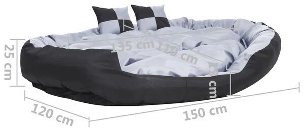 Dvostrani perivi jastuk za pse sivo-crni 150 x 120 x 25 cm - Siva i crna 150 x 120 x 25 cm Siva i crna 150 x 120 x 25 cm