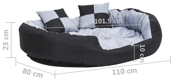 Dvostrani perivi jastuk za pse sivo-crni 110 x 80 x 23 cm - Siva i crna 110 x 80 x 23 cm Siva i crna 110 x 80 x 23 cm