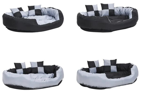 Dvostrani perivi jastuk za pse sivo-crni 110 x 80 x 23 cm - Siva i crna 110 x 80 x 23 cm Siva i crna 110 x 80 x 23 cm