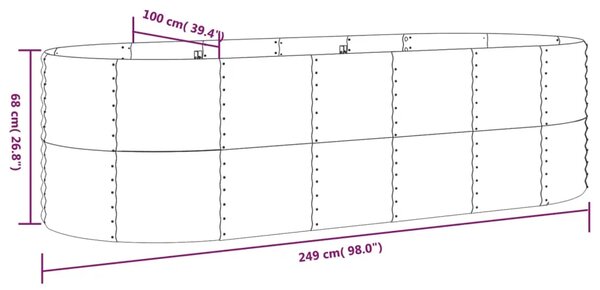 Povišena gredica - Vrtna gredica od pocinčanog čelika 249x100x68 cm sivi - Siva 249 x 100 x 68 cm 1 Siva