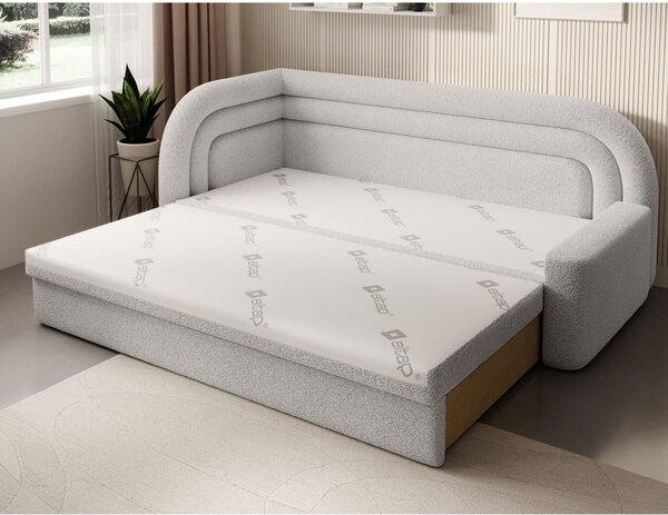 Krem sklopiva/s prostorom za odlaganje sofa od bouclé tkanine s lijevim kutom 223 cm Fabillo – ELTAP