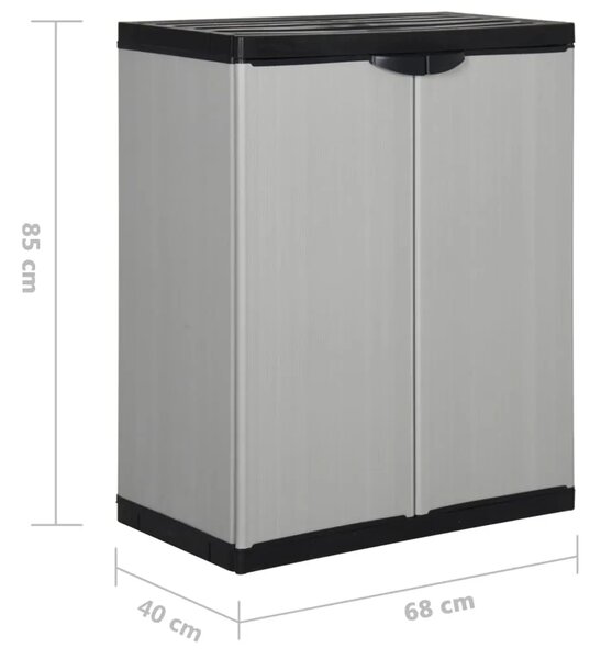Vrtni ormarić za pohranu s 1 policom sivo-crni 68 x 40 x 85 cm