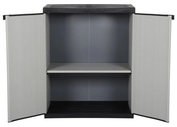 Vrtni ormarić za pohranu s 1 policom sivo-crni 68 x 40 x 85 cm