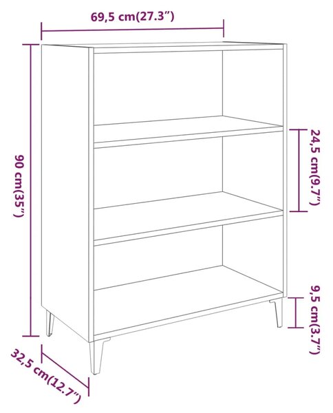 Komoda boja dimljenog hrasta 69 5x32 5x90 cm konstruirano drvo - Dimljeni hrast 1 Dimljeni hrast