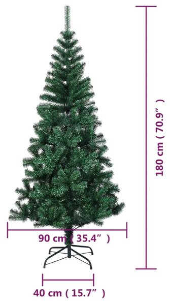 Umjetno božićno drvce s obojenim vrhovima zeleno 180 cm PVC - Zelena 180 x 90 cm 1 1