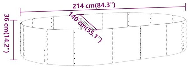 Povišena gredica - Vrtna gredica od pocinčanog čelika 214x140x36 cm antracit - Antracit 214 x 140 x 36 cm 1 Antracit