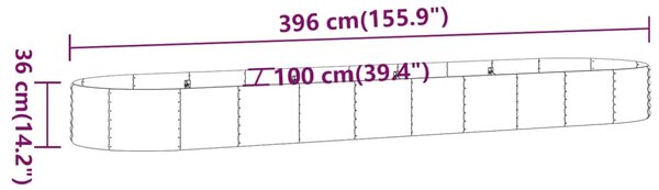 Povišena gredica - Vrtna gredica od pocinčanog čelika 396x100x36 cm sivi - Siva 396 x 100 x 36 cm 1 Siva