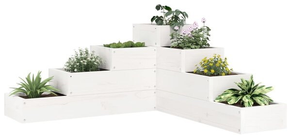 VidaXL Vrtna sadilica s 4 razine 80,5 x 79 x 36 cm bijela od borovine