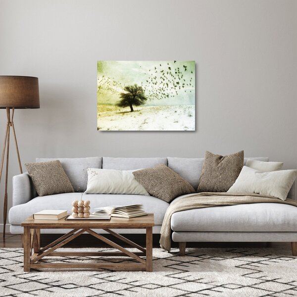 Staklena slika - Naslikano jato ptica (70x50 cm)