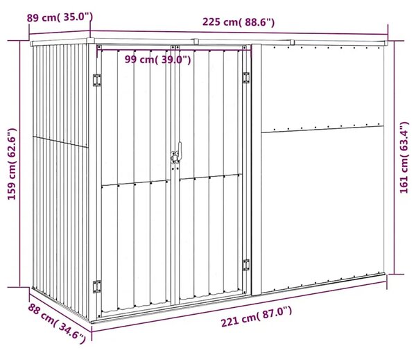 Vrtna kućica - Vrtno spremište zeleno 225 x 89 x 161 cm od pocinčanog čelika - Zelena 225 x 89 x 161 cm 1 Zelena
