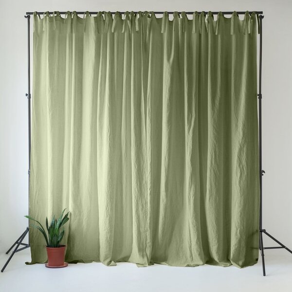 Svijetlo zelena lanena zavjesa 140x250 cm Sage – Linen Tales