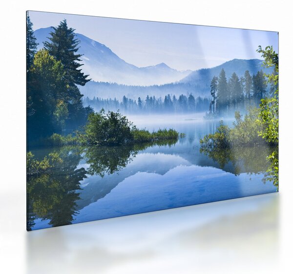 Staklena slika planinskog jezera (70x50 cm)