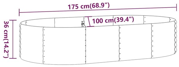 Povišena gredica - Vrtna gredica od pocinčanog čelika 175x100x36 cm sivi - Siva 175 x 100 x 36 cm 1 Siva