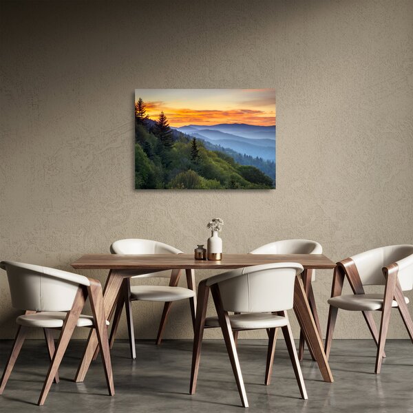Staklena slika - Crveni oblaci u planinama (70x50 cm)