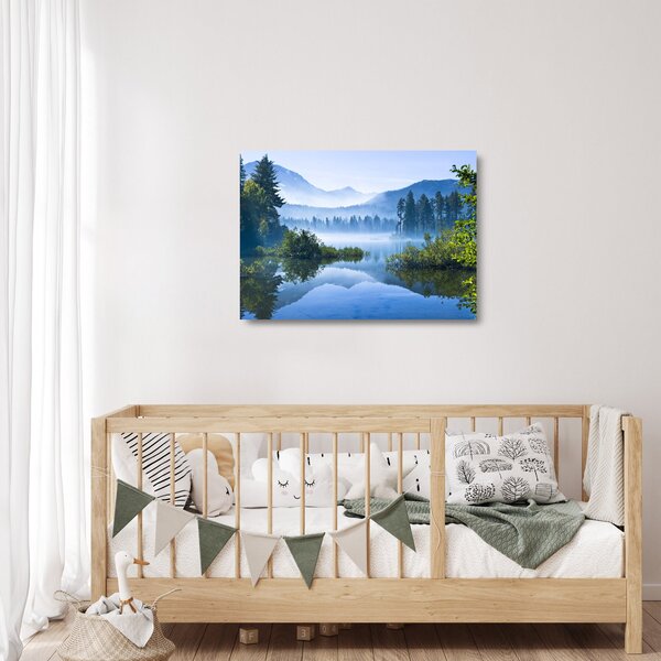 Staklena slika planinskog jezera (70x50 cm)