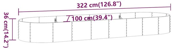 Povišena gredica - Vrtna gredica od pocinčanog čelika 322x100x36 cm sivi - Siva 322 x 100 x 36 cm 1 Siva