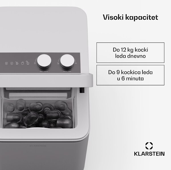 Klarstein IceCraft aparat za izradu kockica leda, 2 načina, 1,3 l hladne vode, automatsko čišćenje, 12 kg/24 sata