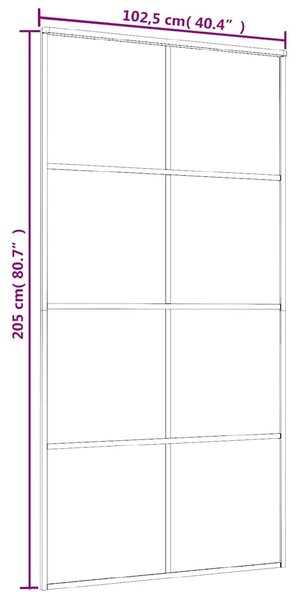 Klizna vrata crna 102 5 x 205 od stakla ESG i aluminija cm - Crna 102.5 x 205 cm 1 Transparentan