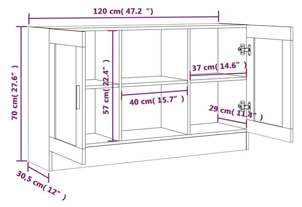Komoda boja dimljenog hrasta 120x30 5x70 cm konstruirano drvo - Dimljeni hrast 1 Konstruirano drvo Dimljeni hrast