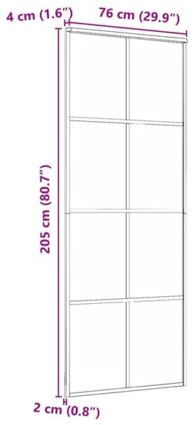 Klizna vrata crna 76 x 205 cm od stakla ESG i aluminija - Crna 76 x 205 cm 1 Transparentan