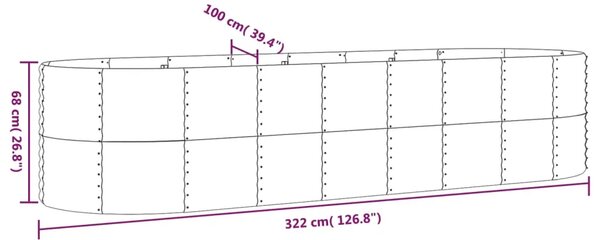 Povišena gredica - Vrtna gredica od pocinčanog čelika 322x100x68 cm zelena - Zelena 322 x 100 x 68 cm 1 Zelena