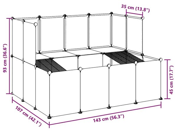 Kavez za male životinje crni 143 x 107 x 93 cm PP i čelik - Crna Crna