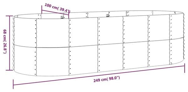 Povišena gredica - Vrtna gredica od pocinčanog čelika 249x100x68 cm zelena - Zelena 249 x 100 x 68 cm 1 Zelena