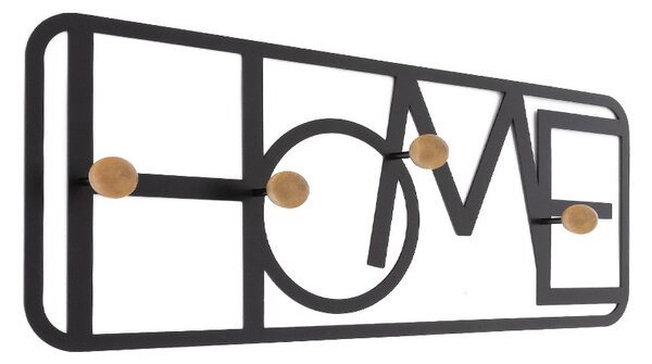 Zidna vješalica Home crna 4 kuke