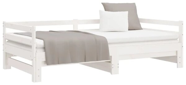 Dnevni ležaj na izvlačenje bijeli od borovine 2 x (90 x 200) cm - Bijela 90 x 200 cm Bijela 90 x 200 cm