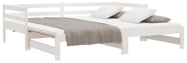 Dnevni ležaj na izvlačenje bijeli od borovine 2 x (90 x 200) cm - Bijela 90 x 200 cm Bijela 90 x 200 cm