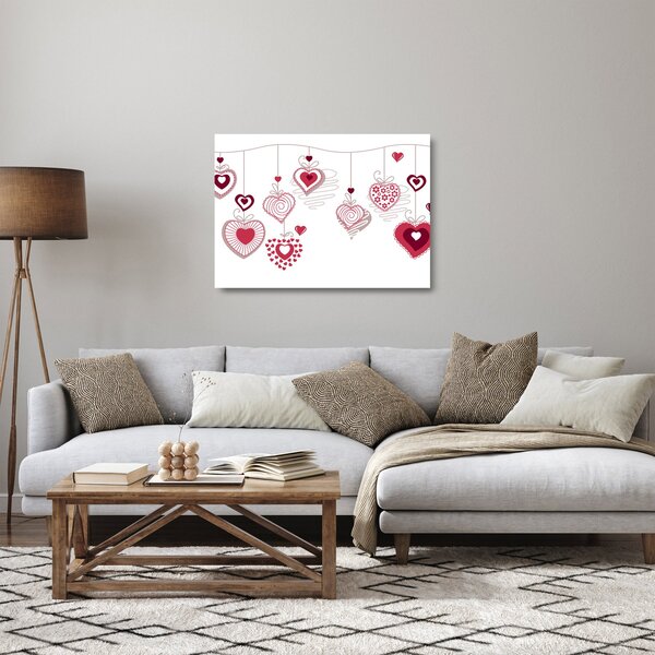 Staklena slika naslikanih srca (70x50 cm)