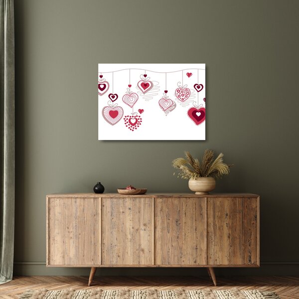 Staklena slika naslikanih srca (70x50 cm)