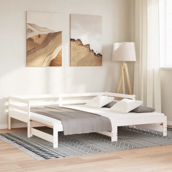 Dnevni ležaj na izvlačenje bijeli od borovine 2 x (90 x 200) cm - Bijela 90 x 200 cm Bijela 90 x 200 cm