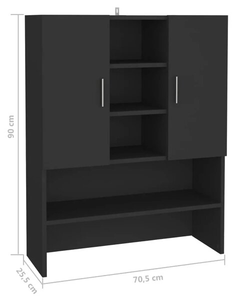 Ormarić za perilicu rublja crni 70 5 x 25 5 x 90 cm - Crna 1 Crna