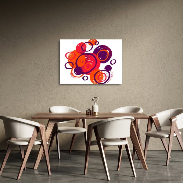 Staklena slika - Motiv s krugovima u toplim bojama (70x50 cm)
