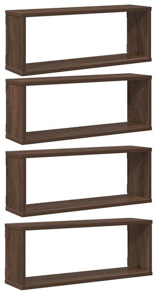 Kockaste zidne police 4 kom smeđi hrast 60 x 15 x 23 cm drvene - Smeđi hrast 60 x 15 x 23 cm 4 1
